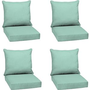 Arden Outdoor Deep Seat Cushion Set, 4-Pack, 24x24, Aqua | Outdoor Sofa, Couch, Conversation Set, Weather-Proof, Rain-Proof, Fade Resistant for Chair, Mold and Mildew Resistant