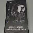 KDD Headphone Stand with USB Charger, Controller Stand for Desk, Headphone Holder with 2 USB Charging Ports and 3 AC Outlets, Accessories for Desktop(Black)