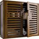 HITNET Medicine Cabinet, Bathroom Storage Cabinet Wall Mounted, Over the Toilet Space Saver Organizer with Doors and Bamboo Shelves, Walnut, 23.03"W x 8.07"D x 20.28"H