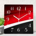 ArtSocket Wooden Wall Clock Silent Non-Ticking, Red Black Arrow Circle White Abstract Line Modern Star Wave Square Wall Clocks Decor for Home Kitchen Living Room Office(12 Inch)