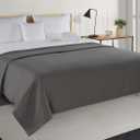LANE LINEN 100% Cotton Queen Blanket - Cooling, Lightweight, Soft and Long-Lasting for Travel or Outdoor Relaxation, Also, Perfect for Guest Room or as a Camping Blanket - Charcoal