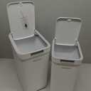 MOPALL 2 Pack Bathroom Trash Can with Lid, 3.6Gal + 2.5Gal Small Garbage Can Set with Pop-Up Lid, Slim Trash Bin Waste Basket for Toilet, Office, Bedroom, Living Room (White)
