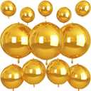 12Pcs Gold Round Foil Balloons, 22" 15" 10" 4D Ball Balloons, Metallic Gold Foil Balloon for Birthday Graduation Wedding Anniversary New Year Eve Disco Party Backdrop Decorations