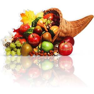 Amyhill Thanksgiving Table Centerpiece Cornucopia Fall Centerpiece for Tables with Inspirational Words Peace Love Joy Goodness Faithfulness Harvest Cornucopia Basket for Fall Dining Table Decor