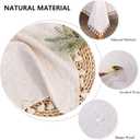 MYSKY HOME Table Cloth 60 in Round Cotton Tablecloth, Heavy Duty Linen Look Waterproof Tablecloths Farmhouse Tablecloth, Soft and Wrinkle Free Table Cover with Beige Tassels for Kitchen Dining, Party