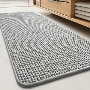 tchidio Soft Chenille Bath Mat-Super Absorbent Bathroom Mat Quick Dry- Rubber Backed Bath Mats for Bathroom Floor Non Slip- Machine Washable Bathroom Rugs Front of Bathtub, Shower Room, Sink-2435-GREY