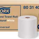 Tork Hand Towel Roll Natural White H80, Universal, 100% Recycled Fiber, 6 Rolls x 800 ft, 8031400, 6 Count (Pack of 1)