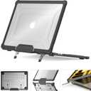 HXCASEAC Case Compatible with MacBook Air 15 inch 2025 2024 2023 / M4 M3 M2, Anti-Scratching Protective Hard Cover with Foldable Stand A3241 A3114 A2941 - Black