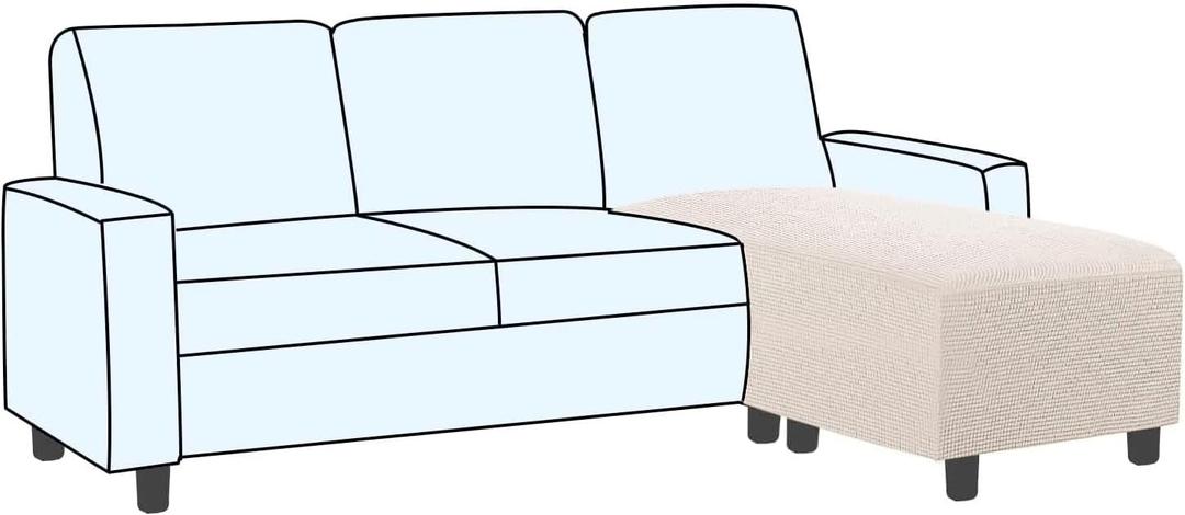 H.VERSAILTEX Ottoman and Sofa Seat Cushion Combined Cover Slipcover Rectangle Sofa Slipcover Fit Length 56'-75' Suitable for L Shaped Seat Cushion Cover or Chaise Part Cover Stretch Thick Soft - Ivory