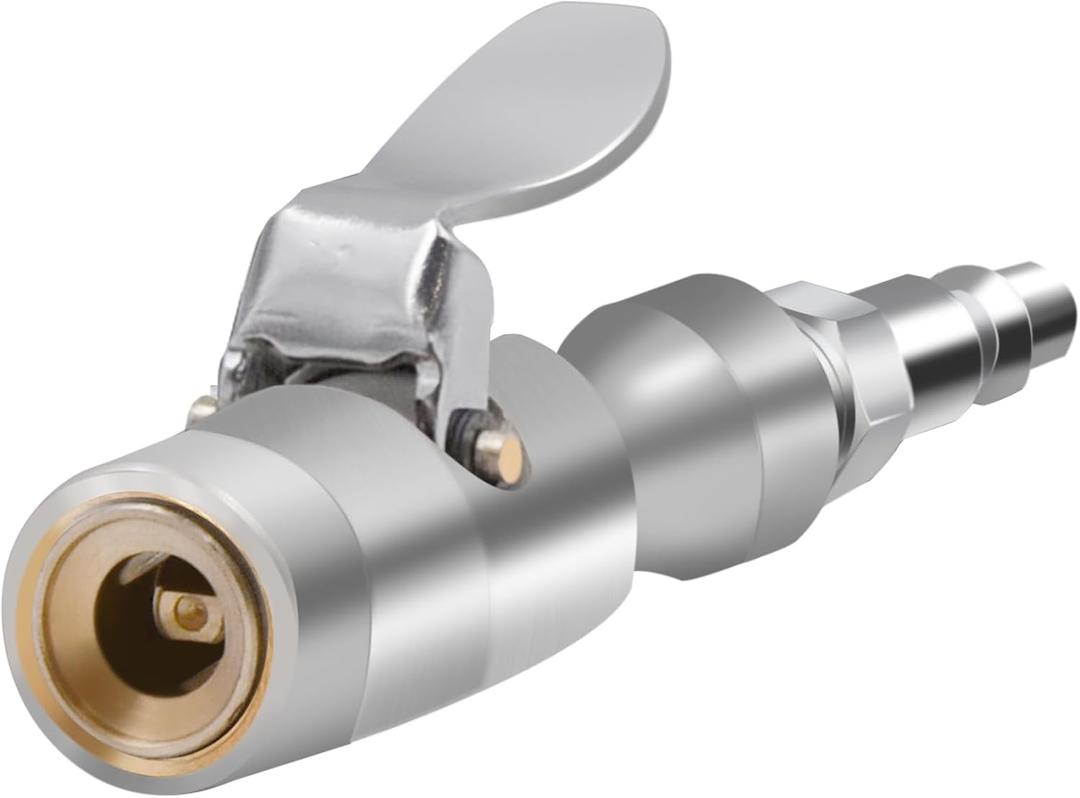 SAFELIFE Locking Air Chuck - Two Steel Jaws Tire Air Chuck Lock onto Any Schrader Valve - 1/4" F-NPT Tire Chuck Rated to 150 PSI - Closed Flow