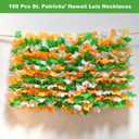 100 Pack St Patricks Day Hawaiian Leis Bulk, Green Orange White Silk Flower Leis For Irish St Patrick's Day Party Accessories Set
