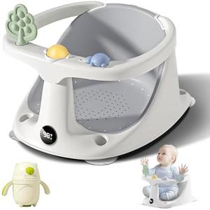 Coldew Baby Bath Seat for Babies 6 Months & Up, Non-Slip Toddler Bath Seat for Baby Sitting Up, Safe Baby Bath tub Seat with Suction Cups, Soft Cushion, Baby Bath Chair Gray