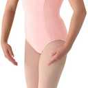 Mirella Girl's Princess Seam Cap Sleeve Dance Leotard Pale Pink 4-6