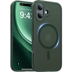 Magnetic for iPhone 17 Case,[Anti-Slip][Compatible with MagSafe][Military Grade Drop Protection] Shockproof Protective Translucent Matte Phone Case for iPhone 17 Case,Forest Green