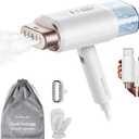 Newbealer Dual Voltage Garment Steamer - 120V/220V, 1200W Powerful Steamer for Clothes, Home & Travel Use, Horizontal & Vertical Steaming, 20s Heat-up, Foldable, 1.72lbs, 180ml (Gold)