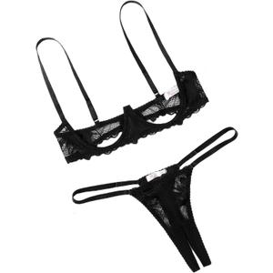 Avidlove Lingerie Set For Women Lace Bra and Panty Set Sexy Underwire Lingerie Set (Medium, Black)