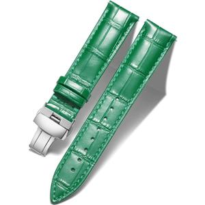 BINLUN Leather Watch Strap Quick Release Strap with Silver Butterfly Deployment Buckle 12mm 13mm 14mm 15mm 16mm 17mm 18mm 19mm 20mm 21mm 22mm 23mm 24mm Watch Band for Men Women (Green)