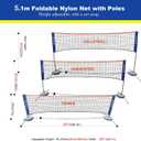 Portable Badminton Volleyball Tennis Net Set Multi-Purpose Sports Equipment with Poles Stand and Carry Bag for Kids Adult Outdoor Exercise
