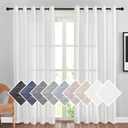 NICETOWN White Sheer Linen Curtains 84" Long, Grommet Top Privacy with Enough Light Through Semi Sheer Window Treatments Vertical Drapes for Living Room/Bedroom, 2 Pieces = 140" Wide