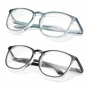 Alsenor Safety Glasses Anti Fog Goggles Protective Eyewear Blue Light Blocking Anti Dust UV Protection Glasses For Men Women (2 Pack (New Blue + Black))