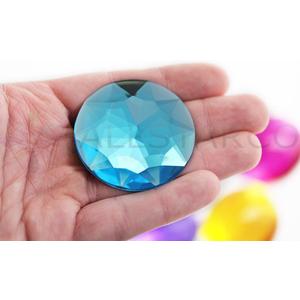 50mm Extra Large Flat Back Round Acrylic Rhinestones Plastic Circle Gems for Costume Making Cosplay Jewels Pro Grade Embelishments - 4 Pieces (Blue Aqua H109)