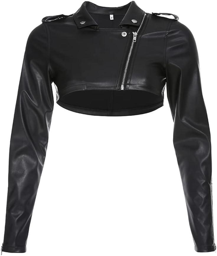 Goth Crop Top for Women 80s Emo Alt Punk Jacket Coat (Large)