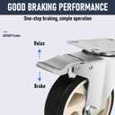 3 Inch Caster Wheel Set of 4 Heavy Duty Black Casters Plate Caster Wheels with Brake, Locking Casters Polyurethane Swivel Castors for Furniture and Workbench Cart(2 with Brakes & 2 Without)