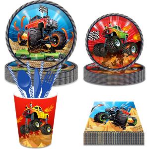CC HOME Truck Party Pack - Serves 16 - Includes Plates, Cups, Napkins