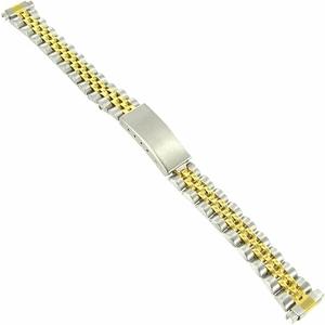 10-14MM WOMENS TWO TONE STAINLESS STEEL BUCKLE WATCH BAND 6 INCHES LONG