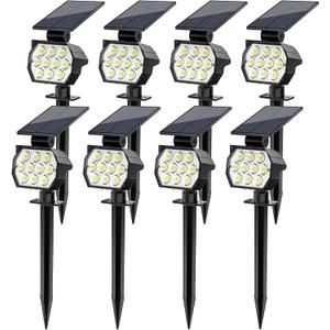 Solar Spot Lights Outdoor Waterproof IP67, 8 Pack - 50 LED Adjustable Solar Powered Landscape Spotlight with 3 Lighting Modes, Stake Light for Outside Yard Lawn Pathway Tree (Cool White)