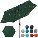 Blissun 7.5 ft Solar Umbrella, 18 LED Lighted Patio Umbrella, Table Market Umbrella (Dark Green)
