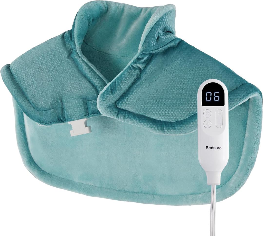 Bedsure Heating Pad for Neck and Shoulders - Birthday Gifts for Women Men Mom Mens, FSA Eligible Items, Weigthed Heated Pad 2.2lbs, Weighted Large Heated Wrap, 24" x 22", Teal