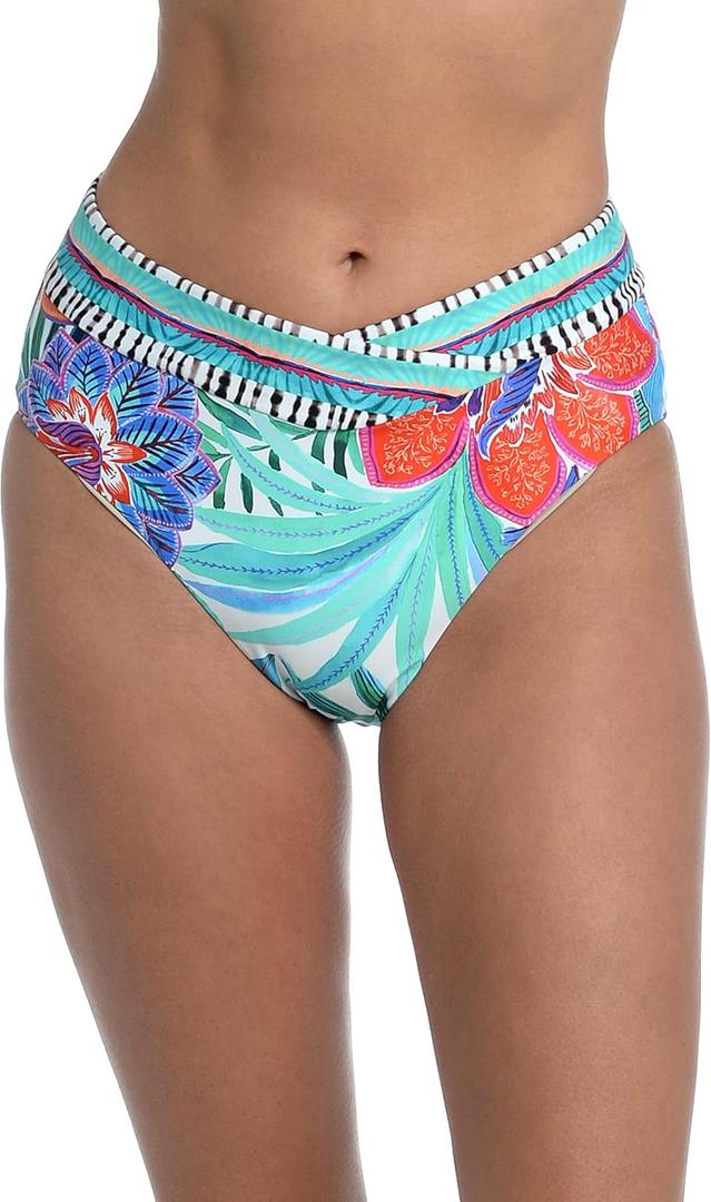La Blanca Women's Standard Cross Over High Waist Swimsuit Bottom (16, Multi//Tropics of Tropez)