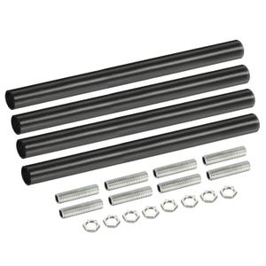 MECCANIXITY Threaded Extension Rod, 7.87" Lamp Pipe with Connector Light Fixture Parts for Pendant Light Island Lighting Chandeliers Stems, Black 4 Set