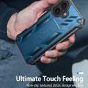 FNTCASE for iPhone 16 Phone Case: Military Grade [Built-in Screen Protector] [Kickstand] Matte Textured Drop Proof Protection Cover | Rugged Shockproof TPU Protective Sturdy Cases - Blue