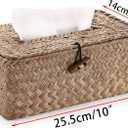 Sumnacon Tissue Box Cover Rectangle Tissue Box Seagrass Tissue Box Holder Woven Tissue Holder Decorative Tissue Cover for Bathroom Tissue Box Cover Rectangular for Home Office Table Coffee