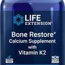 Life Extension Bone Restore + Vitamin K2 Vitamins & Minerals Maintain Bone Health & Strength - Fortifying Nutrients Calcium, D3 & Important Bone Building Minerals - Non-GMO, Gluten-Free -120 Capsules