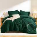 CozyLux King Size Comforter Set Emerald Green - 7 Pieces Striped Seersucker Bed in a Bag, Soft Lightweight Boho Bedding Set with All Season Comforters King Size, Sheets, Pillowcases & Shams