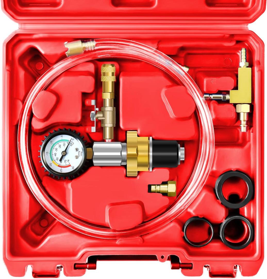 JIFETOR Universal Cooling System Vacuum Type Coolant Refill Tool Kit, Red (Red Case)