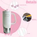 4-Pack 12.2 Reusable 40oz Tumblers Straws, Long Glass Straw with Charms, Pink Bow Replacement Tall Straws/12 in' Cleaning Brush, Coffee,Smoothies, Milkshake, Matcha Lattes, Aesthetic Gift