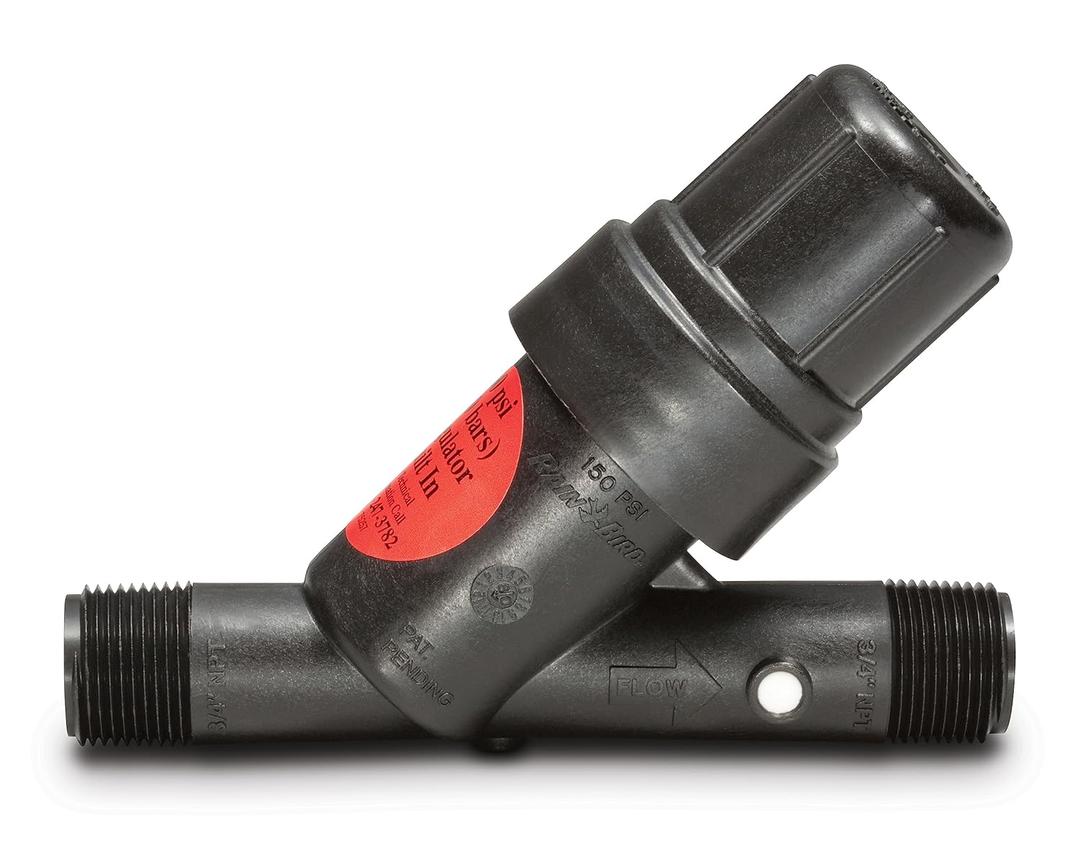Rain Bird PRF07530S Drip Irrigation In-Line 30 PSI Pressure Regulating "Y" Filter, 3/4" Male Pipe Thread, Black