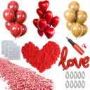 50PCS Love Balloons and Heart Balloons Kit&2000 PCS Silk Rose Petals 42Inch I Love You Balloon Gold Balloons Romantic Decoration Kit Double-Layer Easy to Use for Valentine Day Party Decorations