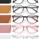 JOLISU 5 Pack Reading Glasses For Women, Blue Light Blocking Computer Reader Spring Hinge Eyeglasses (1.75)