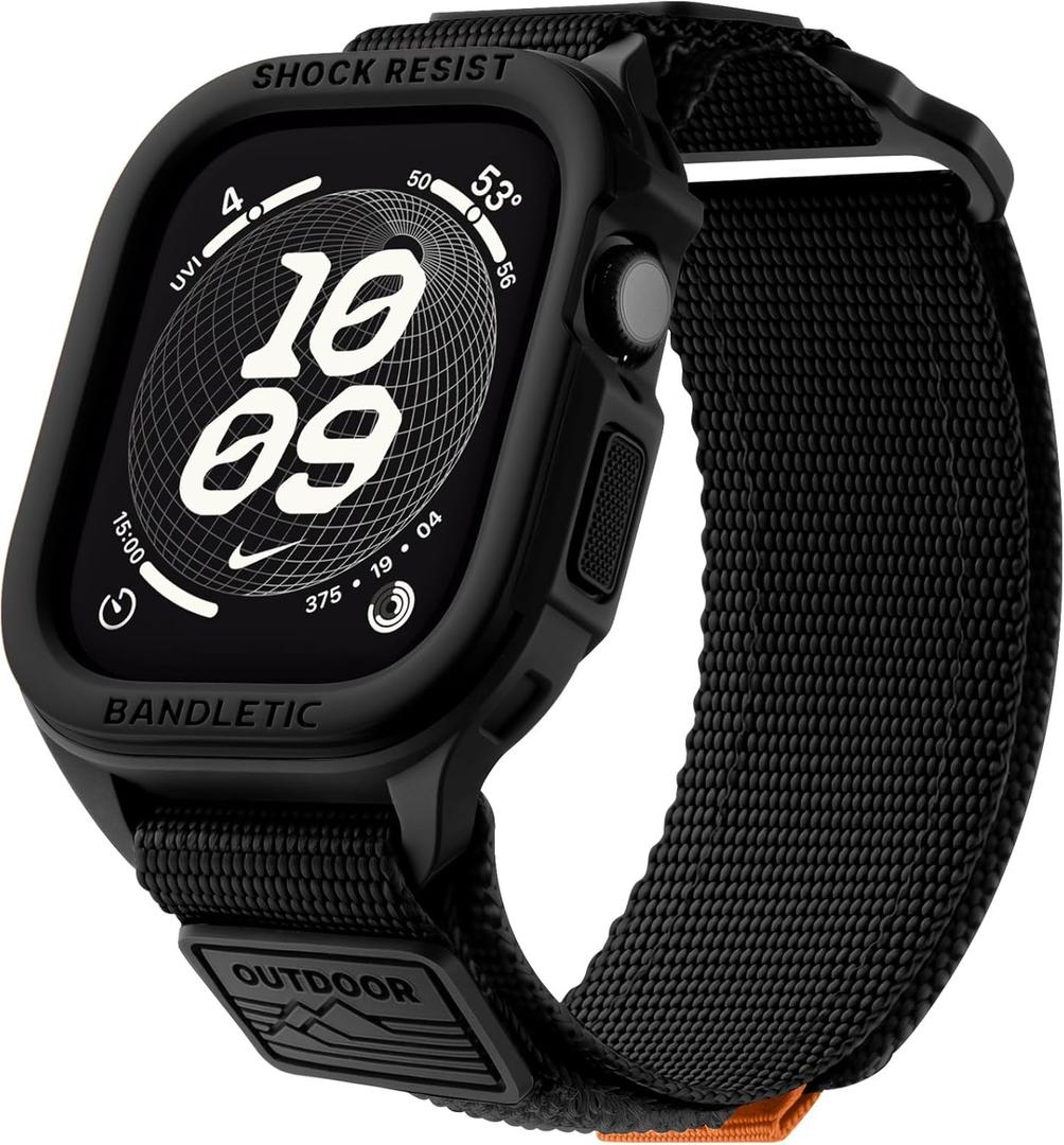 Bandletic Rugged Case with Band Compatible with Apple Watch, Size: Large-46mm (series 11/10), Protective Cover Sport Accessories for iWatch Men