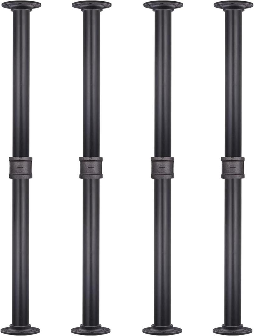 MUZIK 4 Pack Industrial Pipe Table Leg Set, Iron Base Legs for Coffee & End Tables, Desks, Nightstand - Custom Vintage Tables and Furniture Decorations (26  1 inch)