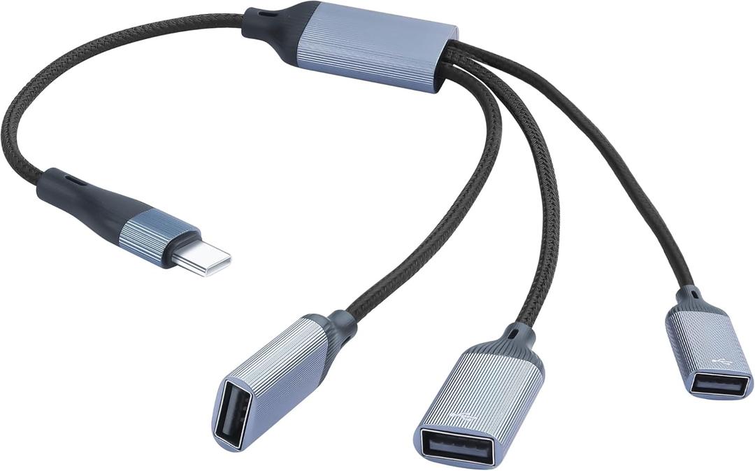 3-in-1 Splitter USB-C Cable,USB Type C Male to 3 USB Female Adapter Cable Support Charging/Data Transfer Type C to USB 2.0 OTG Extension Cable for Laptop Tablet Hub 13.8in/35CM