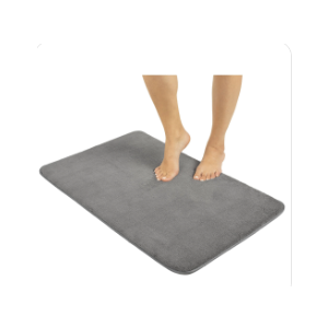 American Soft Linen 19x29 Fluffy Foamed Slip Reducer Bath Rug, Machine Washable Area Bath Mat Rugs for Bathroom, Gray