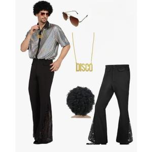 Mens 70's Disco Outfit Retro 70s Mens Costume for Adults Perfect 70's Theme Clothes for Parties, L