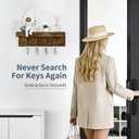 Gulex Key Holder Wall Mount, Rustic Wood Key Holder for Wall with 4 Hooks for Key Hanger to Organize Keys and Mail, Room Decor Key Hanger(Wood Color)