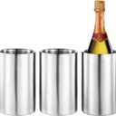 Generic 3 Packs Stainless Steel Double Wall Wine Cooler,Wine Chiller Bucket Champagne Ice Bucket, Fits Most Standard Sized Bottles, Silver